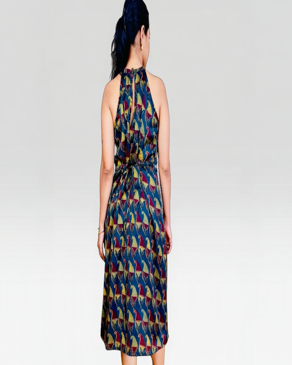 Tribal Bird Print Halter Neck Dress