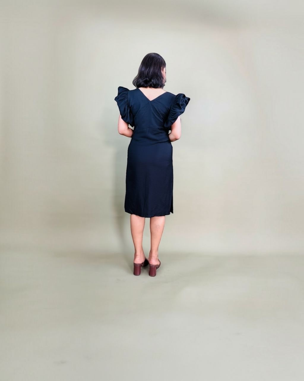 Black Ruffle Sleeve Dress